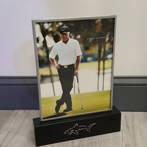 Greg Norman Shark Golfer Photo Frame display frame Lucite Black Base Golf Lover